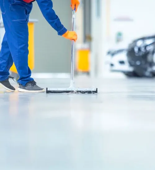 Squeegeeing a glossy floor