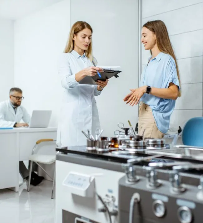Dental team in a bright clinic